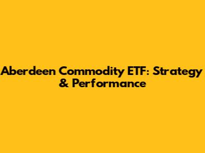 Aberdeen Commodity ETF: Strategy & Performance