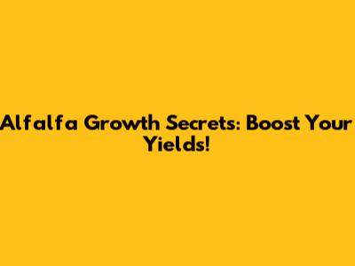 Alfalfa Growth Secrets: Boost Your Yields!
