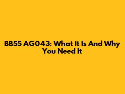 BB55 AG043: What It Is And Why You Need It