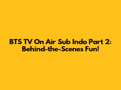 BTS TV On Air Sub Indo Part 2: Behind-the-Scenes Fun!