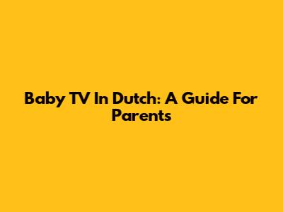 Baby TV In Dutch: A Guide For Parents