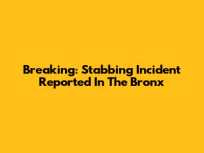 Breaking: Stabbing Incident Reported In The Bronx