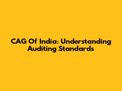CAG Of India: Understanding Auditing Standards