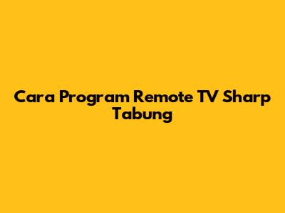 Cara Program Remote TV Sharp Tabung