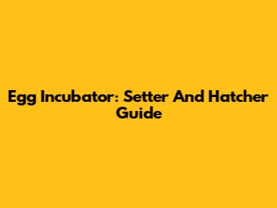 Egg Incubator: Setter And Hatcher Guide