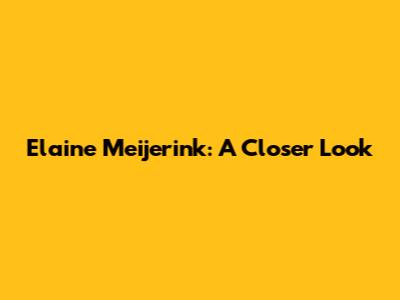 Elaine Meijerink: A Closer Look