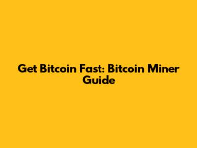 Get Bitcoin Fast: Bitcoin Miner Guide