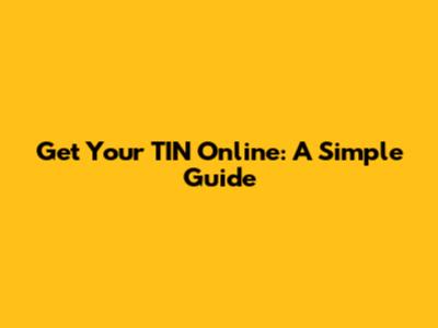Get Your TIN Online: A Simple Guide
