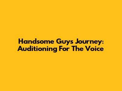 Handsome Guy's Journey: Auditioning For The Voice