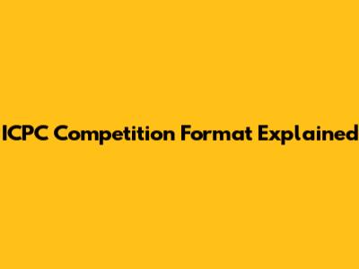 ICPC Competition Format Explained