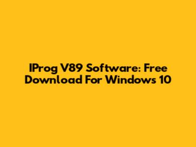 IProg V89 Software: Free Download For Windows 10