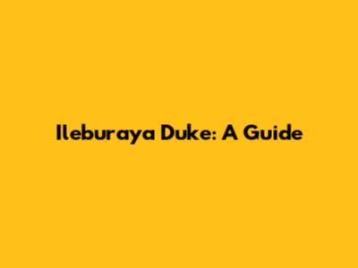 Ileburaya Duke: A Guide
