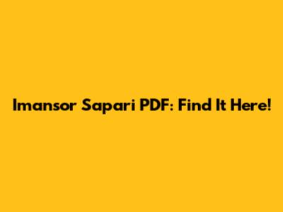 Imansor Sapari PDF: Find It Here!
