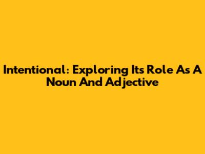Intentional: Exploring Its Role As A Noun And Adjective