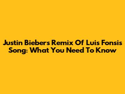Justin Bieber's Remix Of Luis Fonsi's Song: What You Need To Know