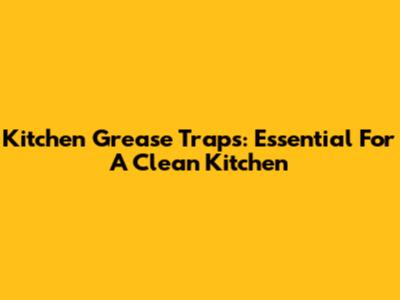 Kitchen Grease Traps: Essential For A Clean Kitchen