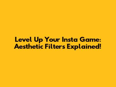 Level Up Your Insta Game: Aesthetic Filters Explained!