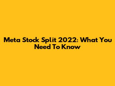 Meta Stock Split 2022: What You Need To Know