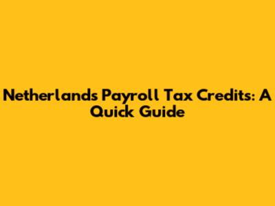 Netherlands Payroll Tax Credits: A Quick Guide
