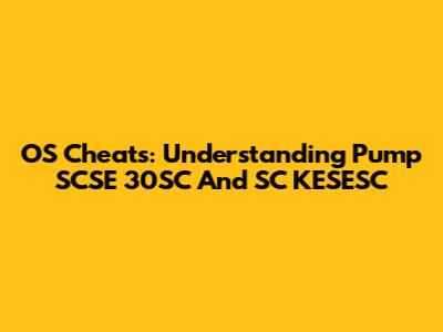 OS Cheats: Understanding Pump SCSE 30SC And SC KESESC