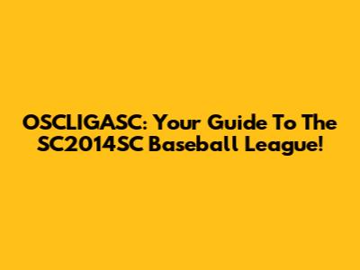 OSCLIGASC: Your Guide To The SC2014SC Baseball League!