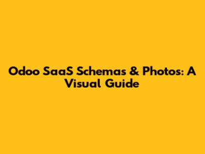Odoo SaaS Schemas & Photos: A Visual Guide