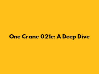 One Crane 021e: A Deep Dive
