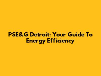 PSE&G Detroit: Your Guide To Energy Efficiency