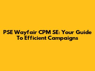 PSE Wayfair CPM SE: Your Guide To Efficient Campaigns