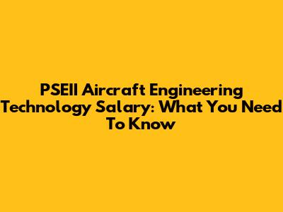 PSEII Aircraft Engineering Technology Salary: What You Need To Know