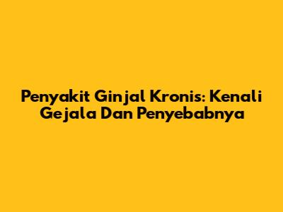 Penyakit Ginjal Kronis: Kenali Gejala Dan Penyebabnya