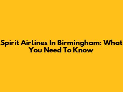 Spirit Airlines In Birmingham: What You Need To Know
