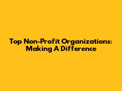Top Non-Profit Organizations: Making A Difference