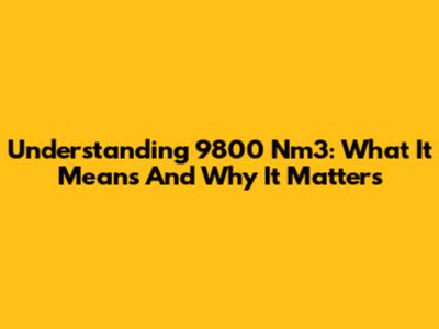 Understanding 9800 Nm3: What It Means And Why It Matters
