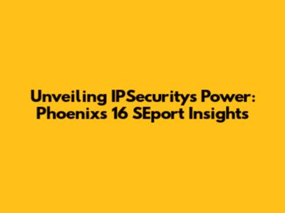 Unveiling IPSecurity's Power: Phoenix's 16 SEport Insights
